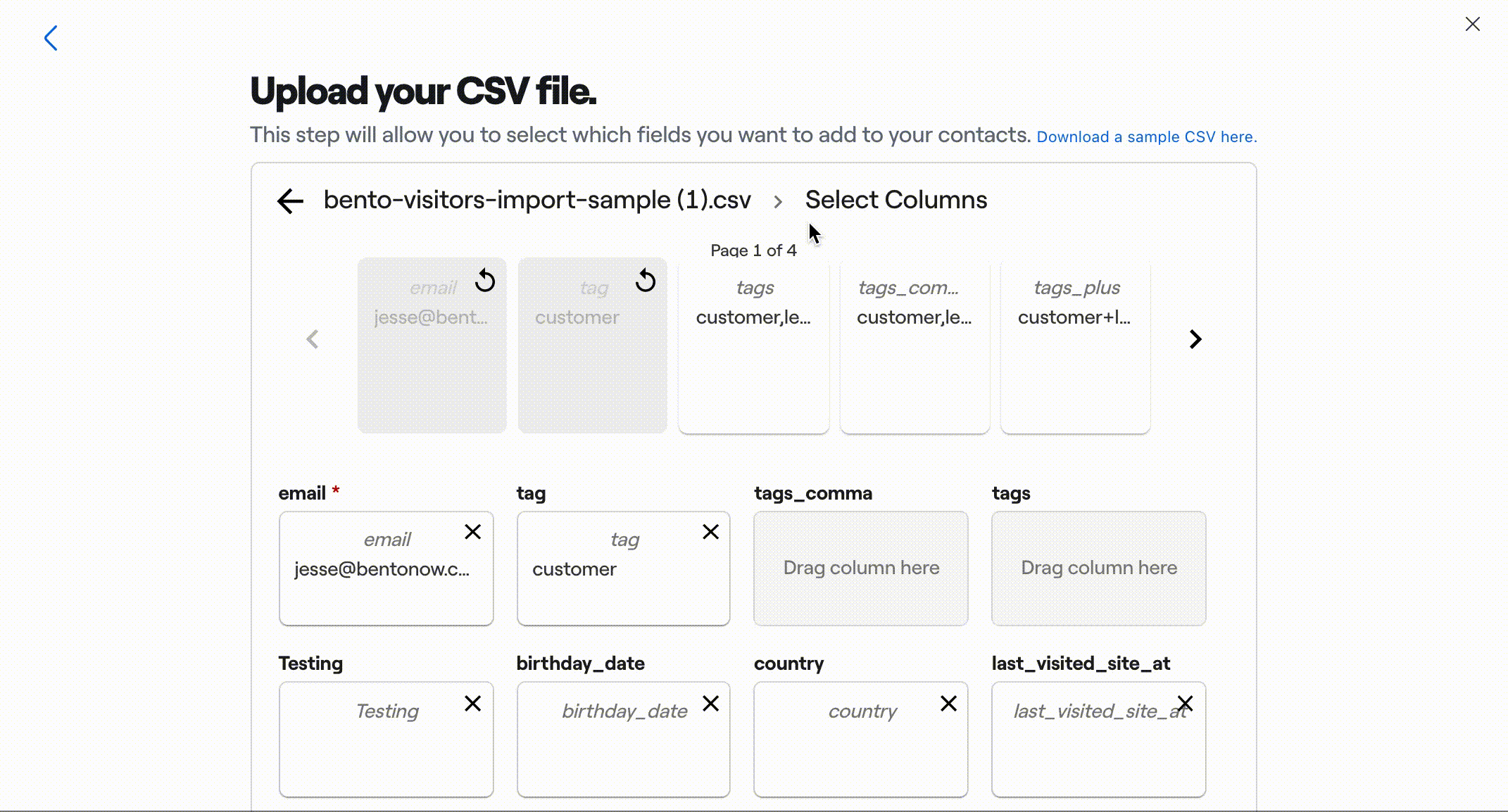 Import Subscribers - Select Fields